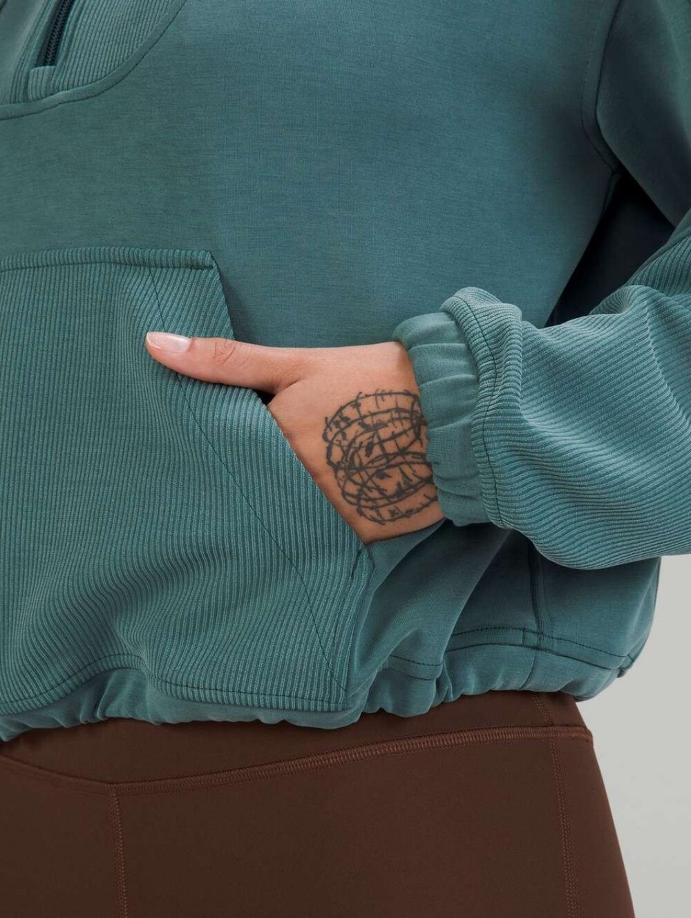 Lululemon Brushed Softstreme Ribbed Half Zip In Green Jasper 10 - Picture 3 of 14